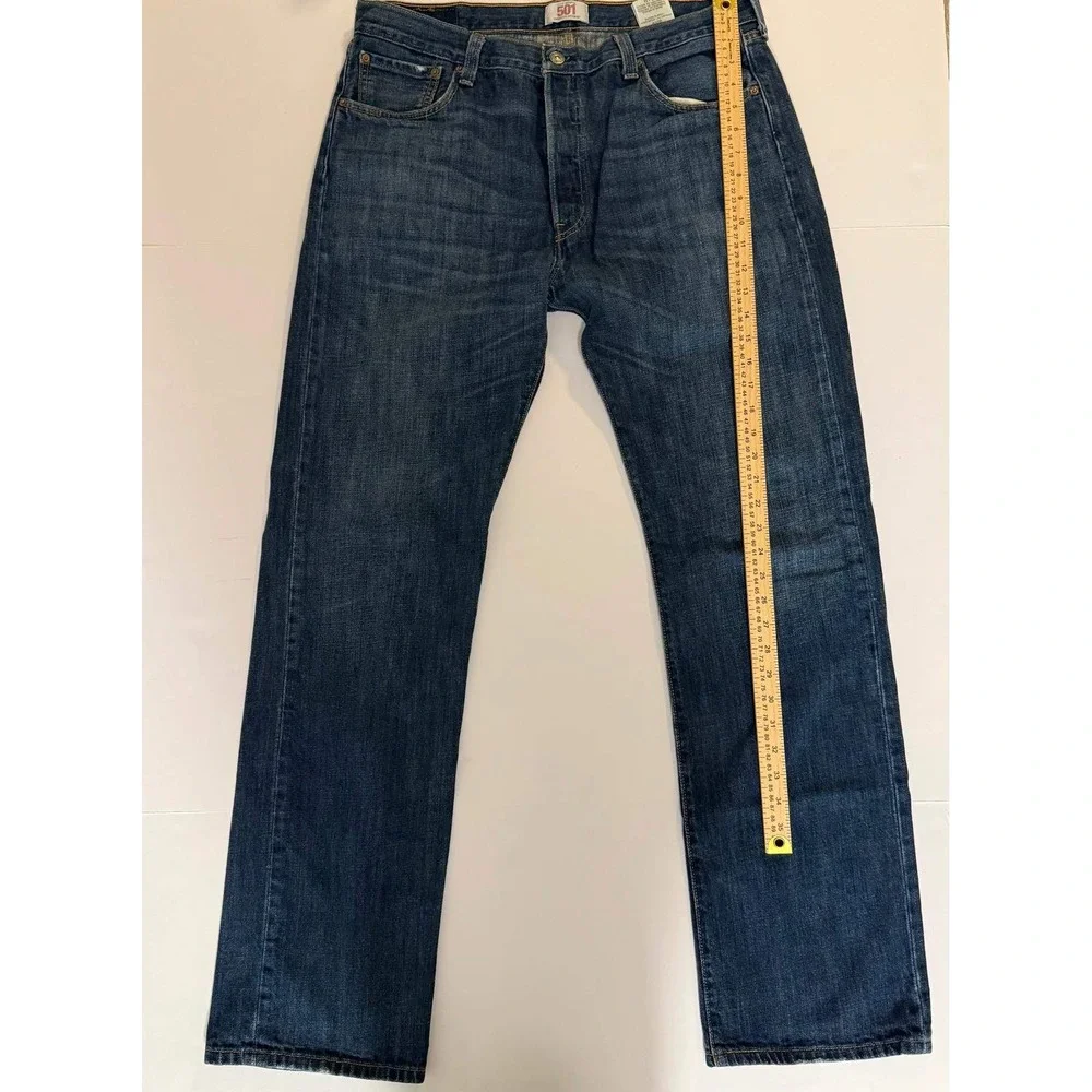 Levis 501 Original Mens Straight Leg Button Fly Jeans Medium Wash Blue 36x34